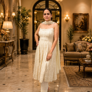 Ivory Embroidered Anarkali Suit Set