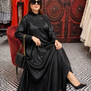Classic Black Satin Flared Abaya
